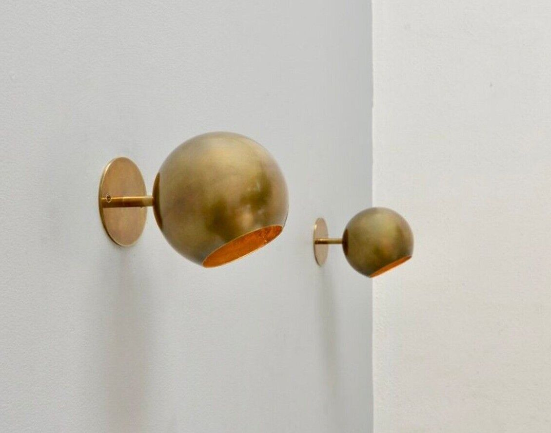 Lightolier Sconces - Pair of Modern Italian Raw Brass Mid Century Lamp for Elegant Home Decor