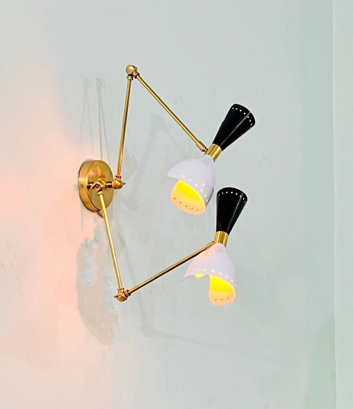 2 Arm Wall Mid Century Modern Raw Brass Sputnik chandelier light Fixture
