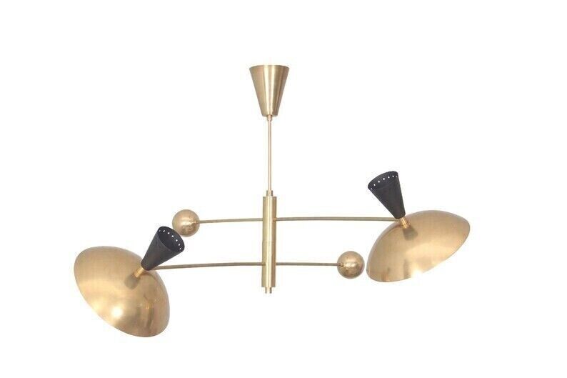 2 Light Dome Pendant Mid Century Modern Raw Brass Sputnik chandelier light Fixtu