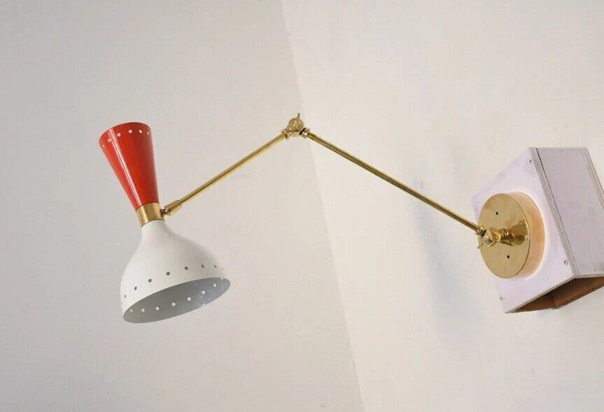 Handmade Vintage Wall Sputnik - 2 Light Mid Century Modern Raw Brass with Curved Shades