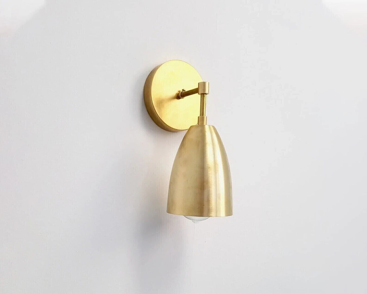 Brass Light Fixture Sconce - Mid Century Modern Wall Lamp in Brushed Brass