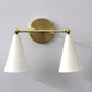Double Arculated White Sconce - Mid Century Modern Wall Lamp in Brushed Brass