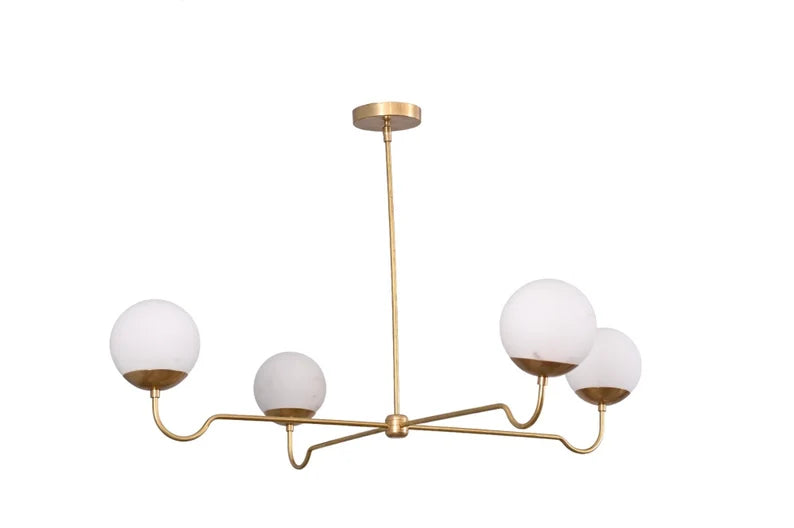 4 Light Curved Globe Mid Century Brass Sputnik chandelier light Fixture