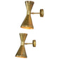 Pair of Italian Wall Sconce Lamps in Raw Brass - Mid Century Italian Deco Lighting