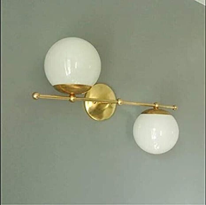 Mid Century Glass Industrial Globe Sconce Modern Bathroom Vanity Wall Light Deco