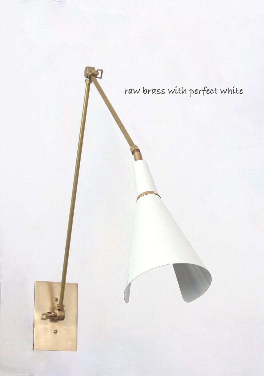 SCICCOSO Adjustable Raw Brass Wall Light - Stilnovo Mid Century White Wall Lamp