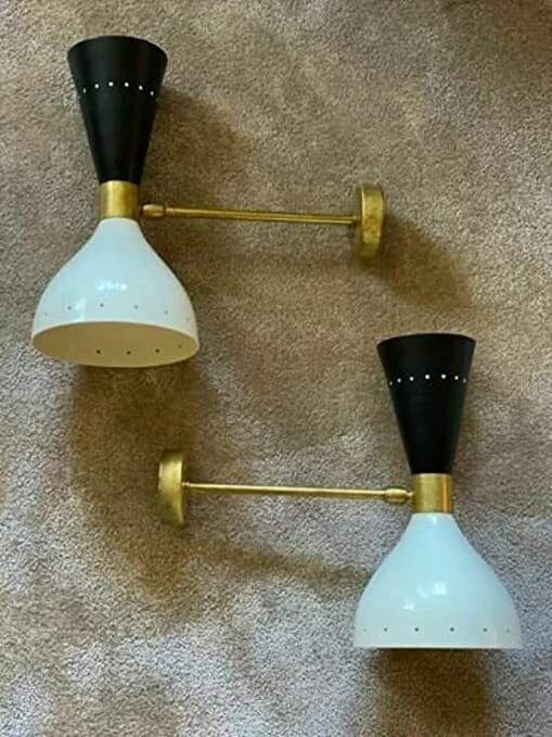 Raw Brass Diabolo Wall Sconce Pair - Modern Italian Lights Lamps for Contemporary Elegance