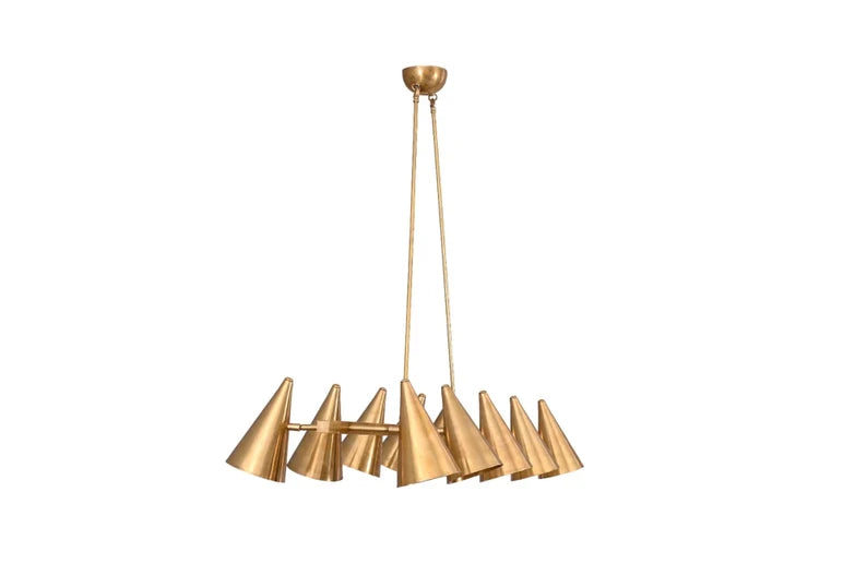 10 Light Mid Century Modern Raw Brass chandelier light Fixture