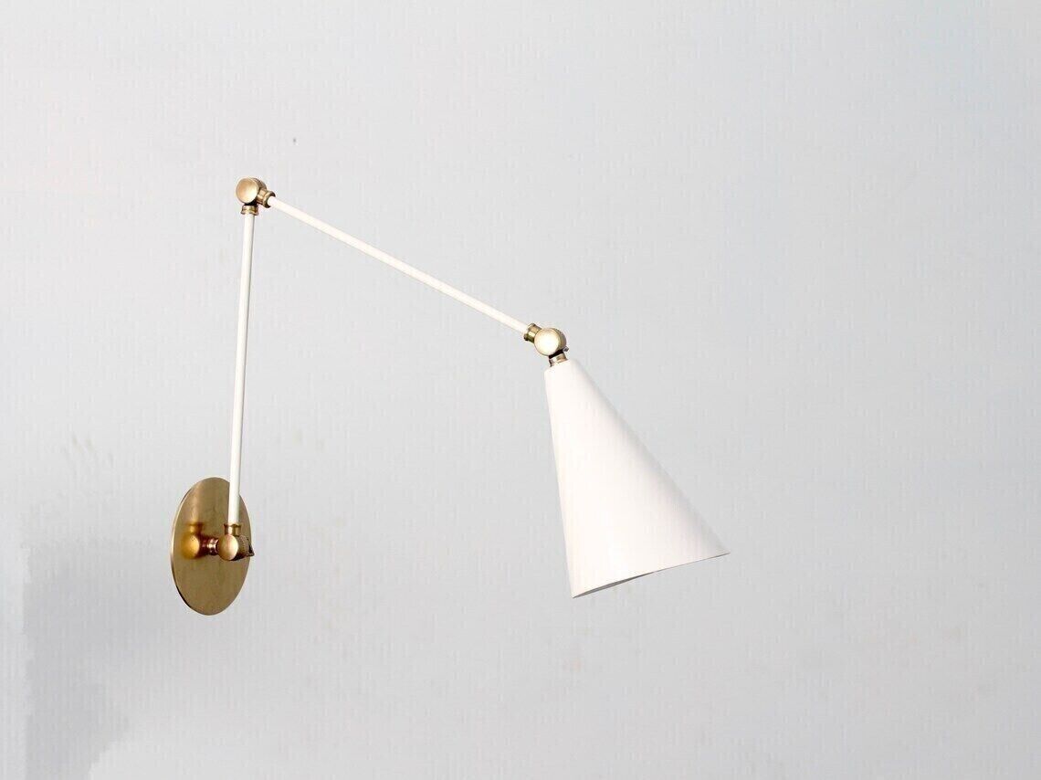 Long Wall Mid Century Modern Raw Brass Sputnik chandelier light Fixture