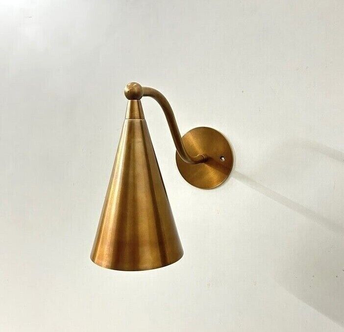 Wall Sconce Arculated Mid Century Modern Full Raw Brass Wall Lamp Lights