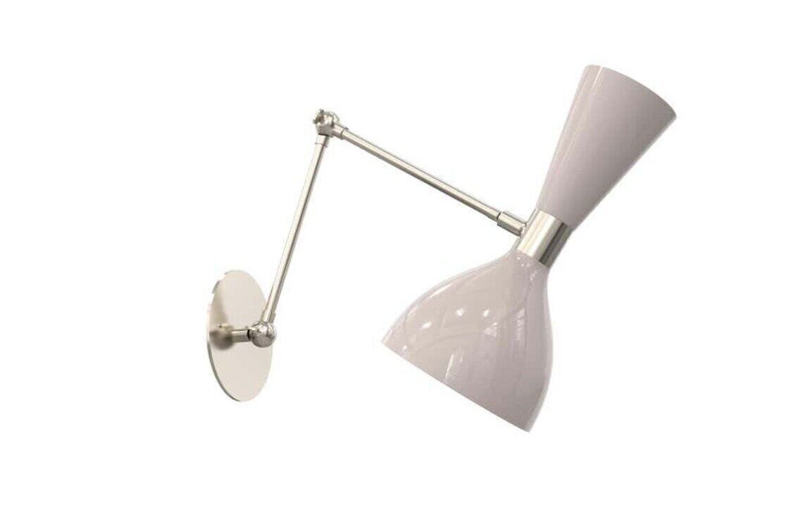 Ludo Articulated Wall Sconce Or Lamp In Enamel & Brass Mid Century Stilnovo Wall