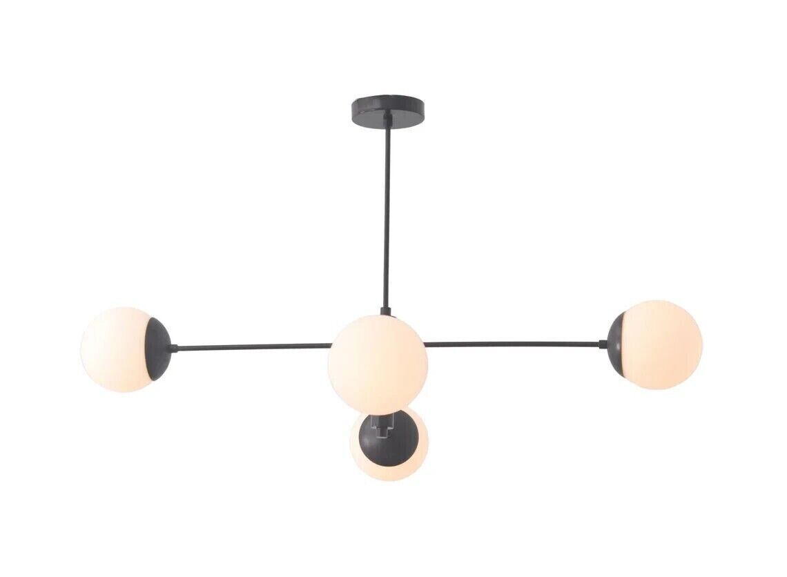 4 Lights mid Century Modern Black Brass Sputnik Chandelier light fixture About