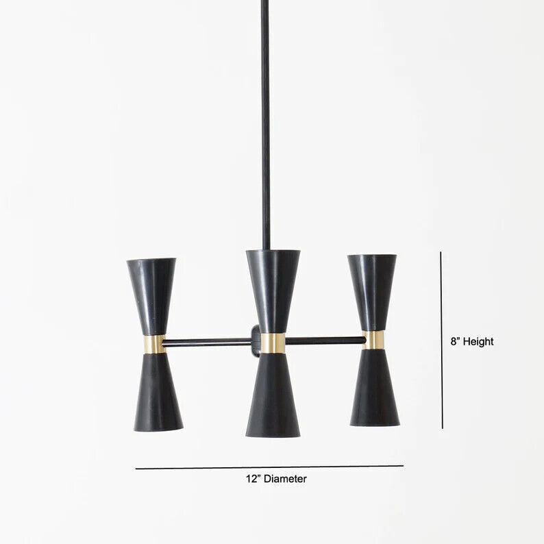 6 Lights Modern Brass Sputnik Cone Chandelier Light Fixture