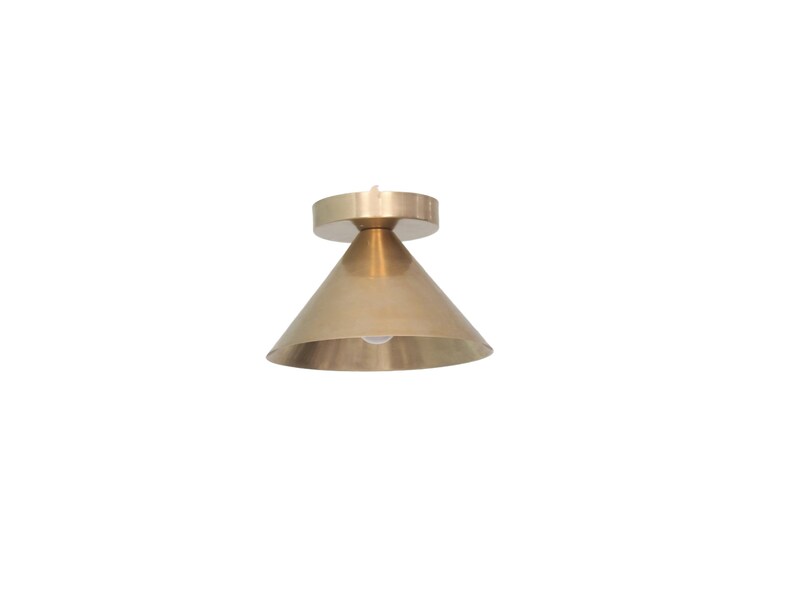 1 Light Shade Ceiling Flushmount Light | Mid Century Modern Raw Brass Sputnik Chandelier Fixture