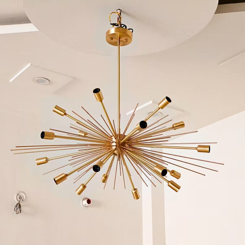 Beautiful 18 Arms Brass Sputnik Starburst URCHIN Chandelier Ceiling Light Fixtur