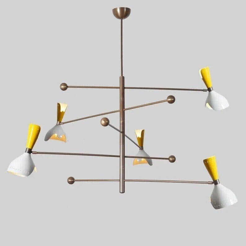 10 Light Shade Pendant Mid Century Modern Brass Sputnik Chandelier Light Fixture