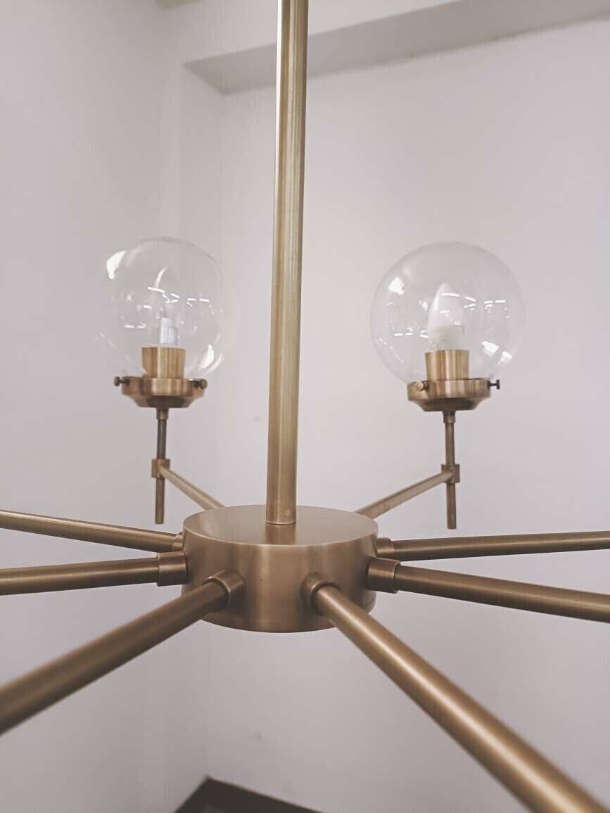 Modern Globe Chandelier Raw Brass Antique Mid Century Industrial , Bedroom Decor