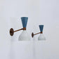 Raw Brass Diabolo Wall Sconce Pair in White & Blue - Modern Italian Lights Lamps for Contemporary Elegance