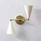 Double Arculated White Sconce - Mid Century Modern Wall Lamp in Brushed Brass