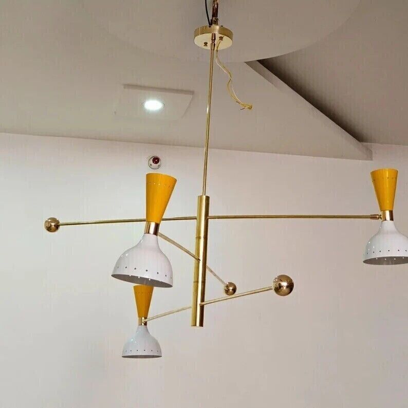 3 Arms Chandelier Brass Mid Century Stilnovo Light Rotating Ceiling Fixture