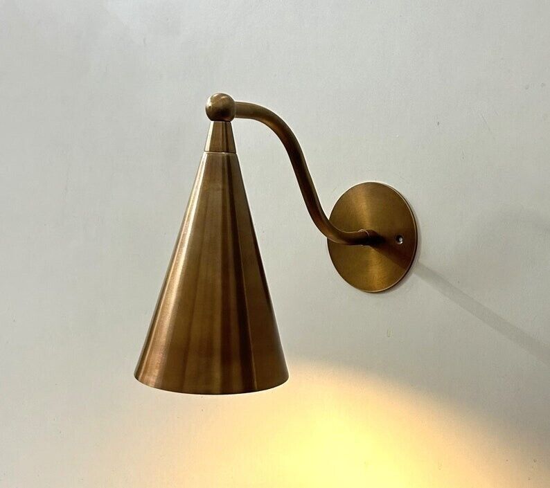 Mid Century Modern Full Raw Brass Wall Lamp Lights - Wall Sconce Arculated Design