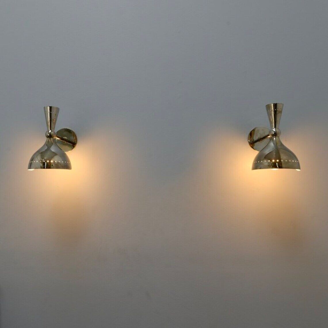 Mid Century Modern Italian Wall Lamp | Chrome and Polished Brass Wall Sconce for Elegant Decor