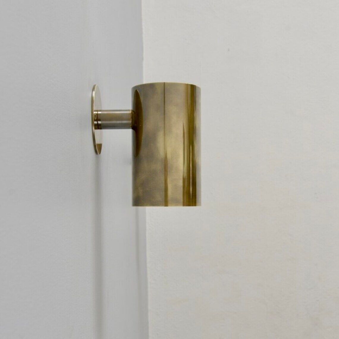 Cylinder Light Wall Sconce in Raw Brass - Italian Mid Century Lamp