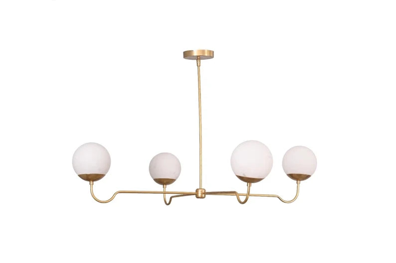 4 Light Curved Globe Mid Century Brass Sputnik chandelier light Fixture