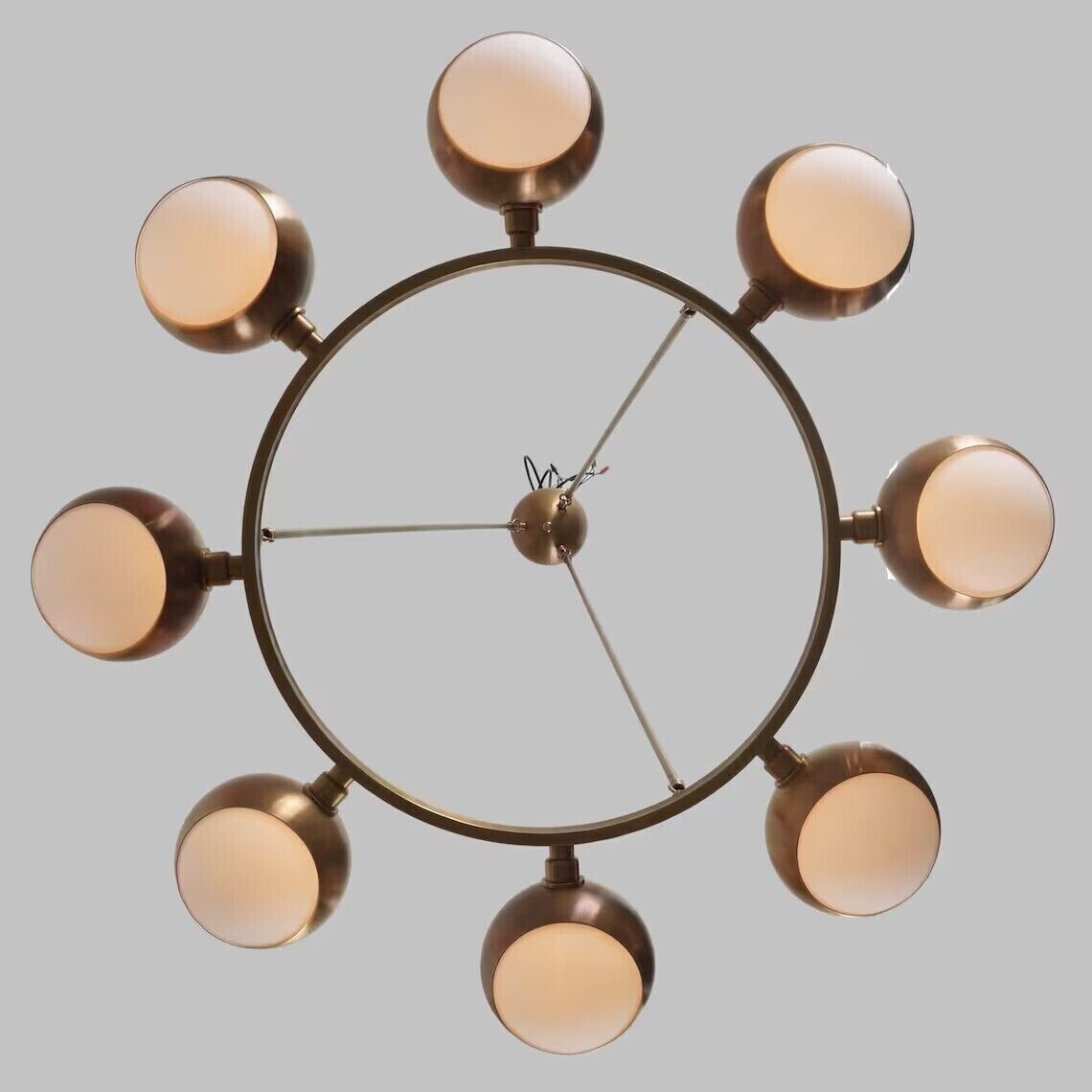 Stilnovo 8 Globe Raw Brass Chandelier Light Fixture Modern Sputnik Ceiling Light