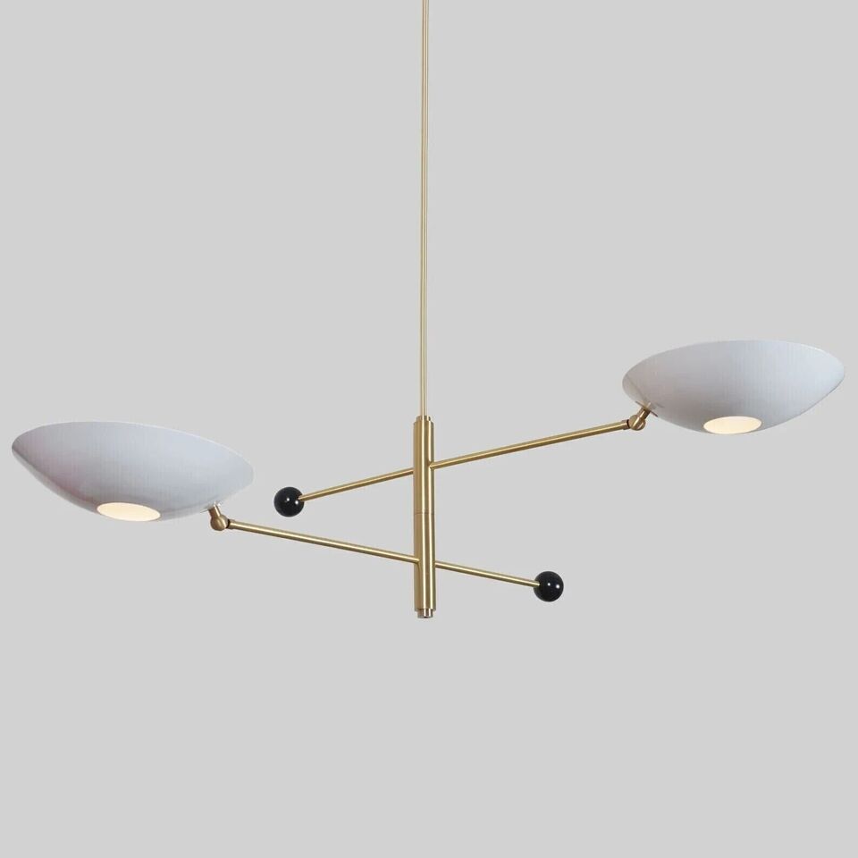 Mid Century Style 2 Lights Modern Brass Sputnik Light Chandelier