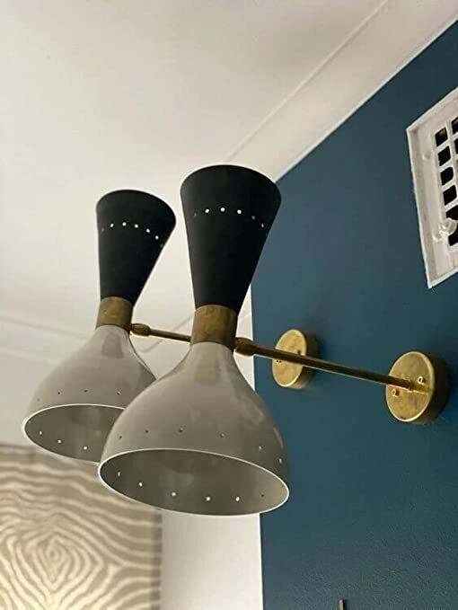 Raw Brass Diabolo Wall Sconce Pair - Modern Italian Lights Lamps for Contemporary Elegance