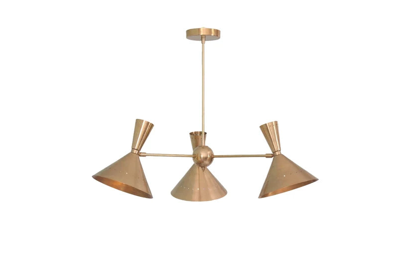 3 Light Contemporary Style Raw Brass Chandelier Light Fixture