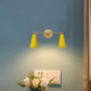 1950s Mid Century Yellow Cone Brass Wall Sconce - Italian Diabolo Lamp