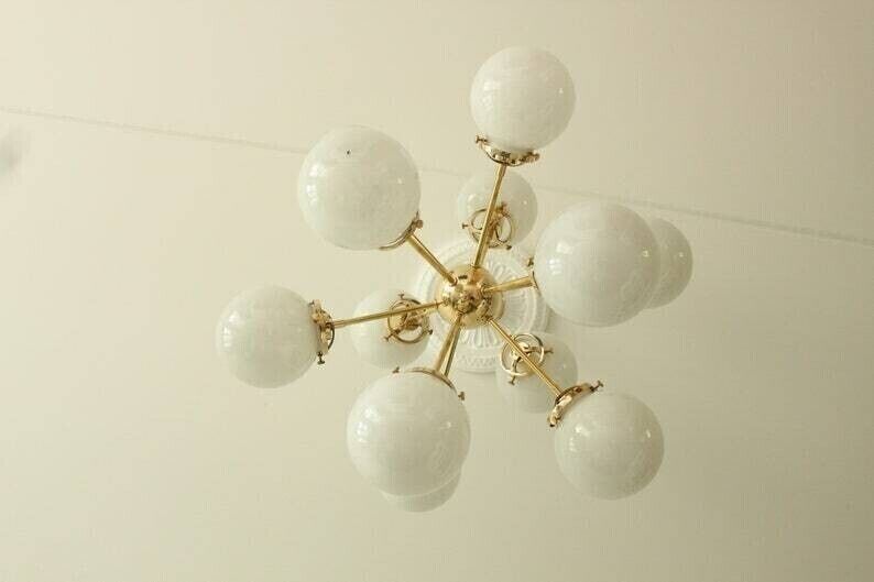 Mid Century 12 Light Small Globe Brass Decor Sputnik chandelier light Fixture