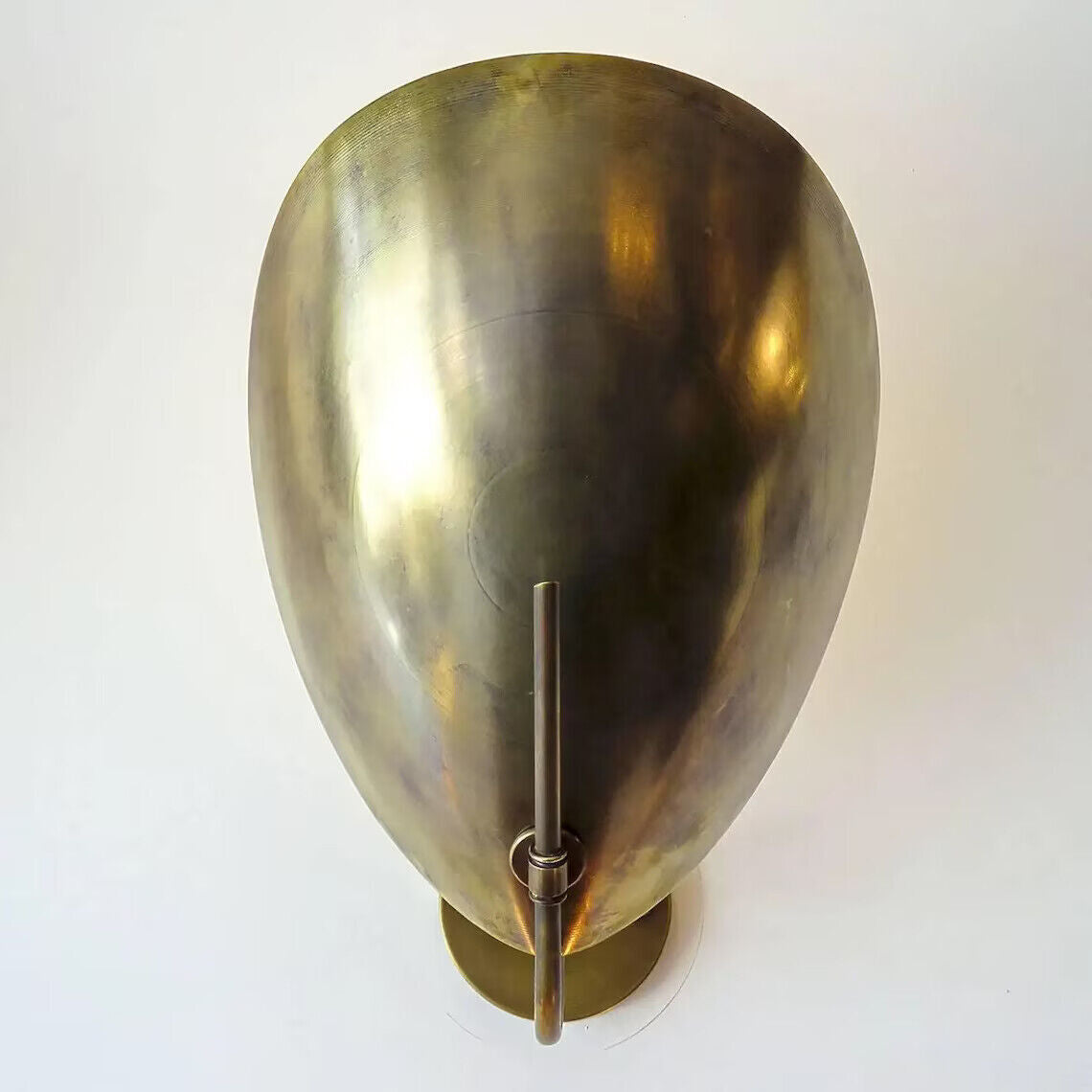 Mid-Century Modern Italian Brass Wall Sconce - Handmade Curved Disk Shades