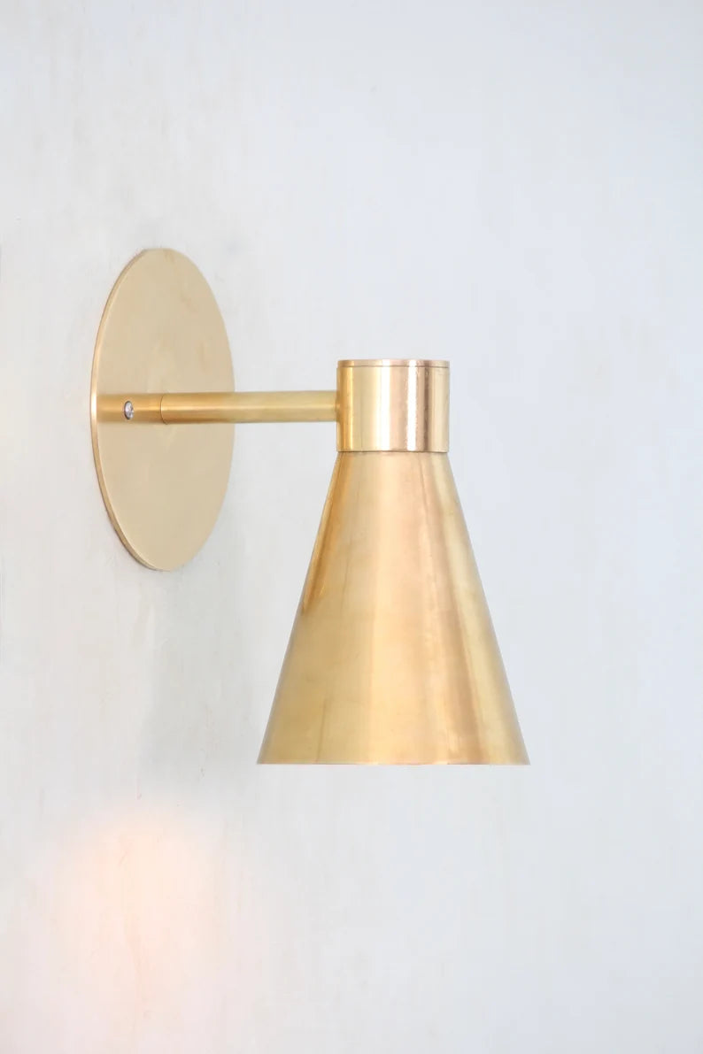 1 Light Mini Cone Handmade Vintage Wall Mid Century Modern Raw Brass Sputnik chandelier light Fixture