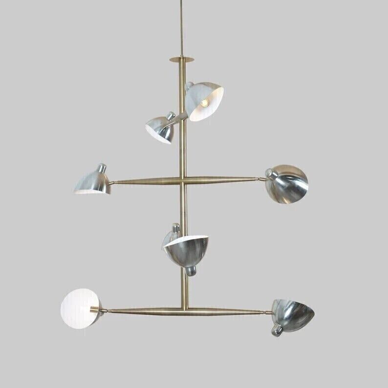 8 Light Vintage Brass Cyliang Sputnik chandelier light Fixture Ceiling Chandelier