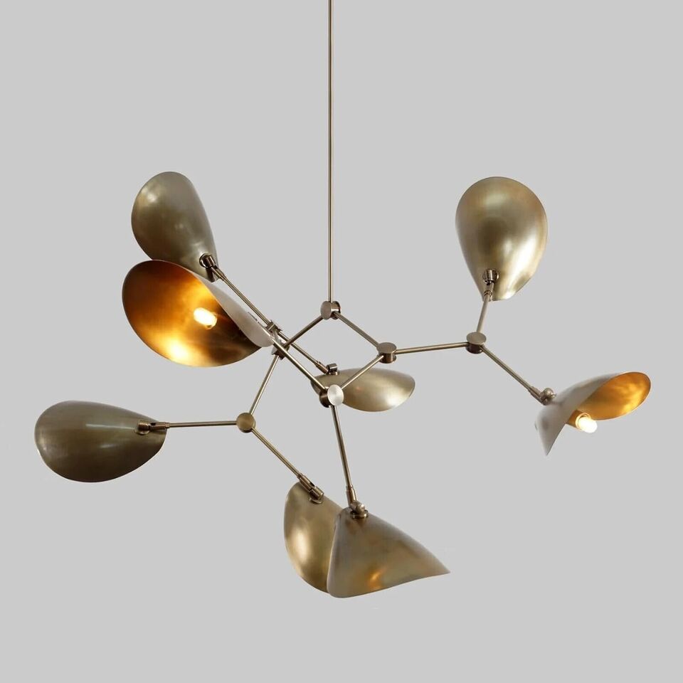 Mid Century Sputnik Pendennt Brass Chandelier Ceiling Light Fixture Sputnik Light