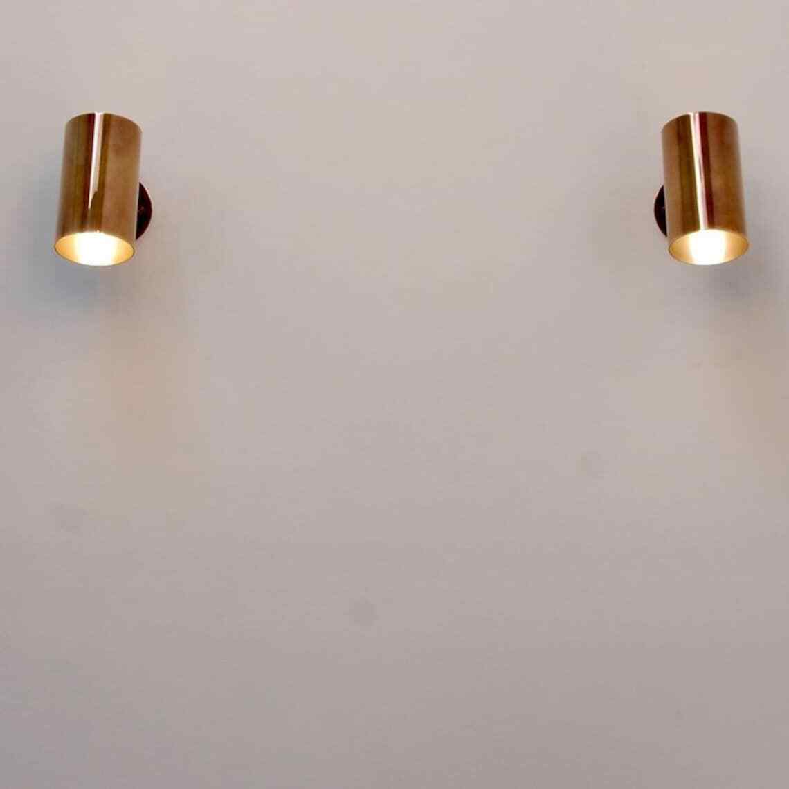 Italian Stilnovo Brass Cylinder Wall Sconce - Mid Century Modern Vanity Lamp