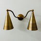 Double Sconce Arculated Mid Century Modern Full Raw Brass Wall Lamp Lights