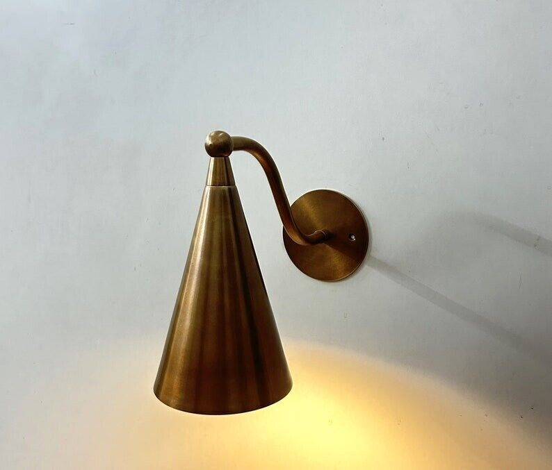Wall Sconce Arculated Mid Century Modern Full Raw Brass Wall Lamp Lights