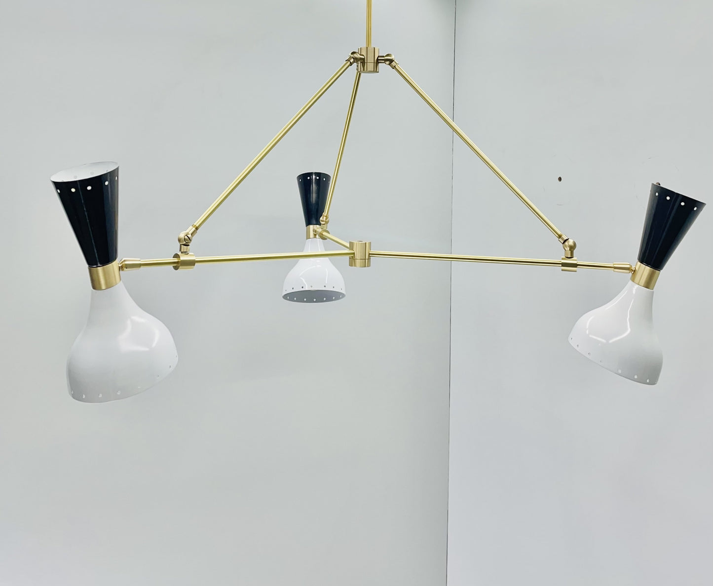 3 Light Pendant Mid Century Modern Brushed Brass Sputnik Chandelier Light Fixture