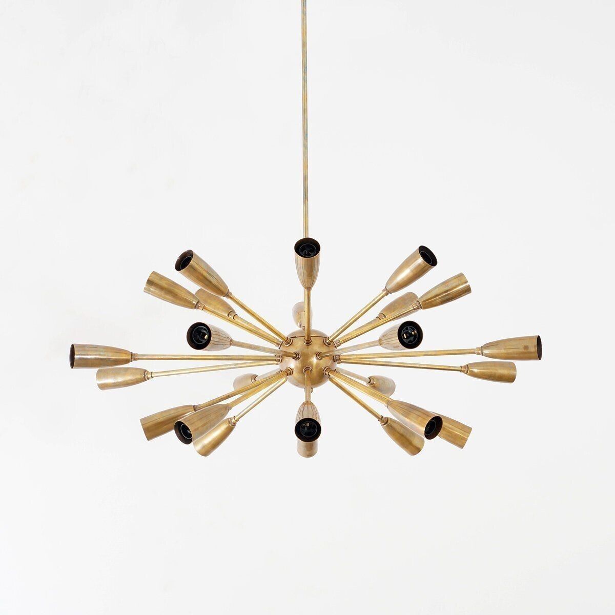 Mid Century Modern Raw Brass Stilnovo Inspired Sputnik Chandelier Ceiling Light - Global Lights Hub