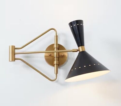 Elegant Stilnovo Inspired Wall Sconce - Handmade Brass - Adjustable Lighting