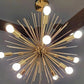 Mid Century Urchin Light, 12 Bulb Modern Brass Chandelier Ceiling Fixture Lamp - Global Lights Hub