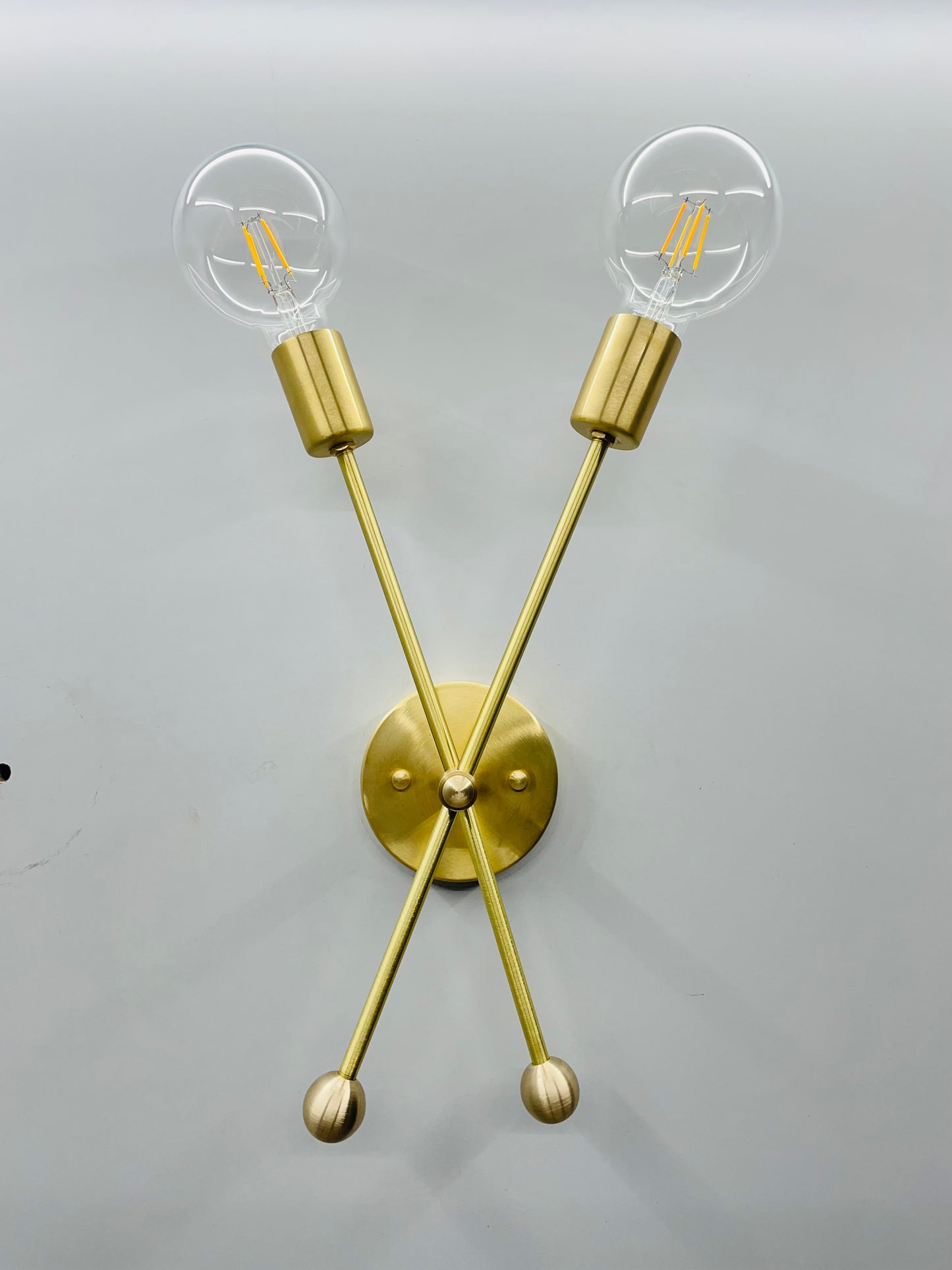 2 Lights Brass Mid Century Modern Sputnik Wall Sconce Light Wall Fixture - Global Lights Hub