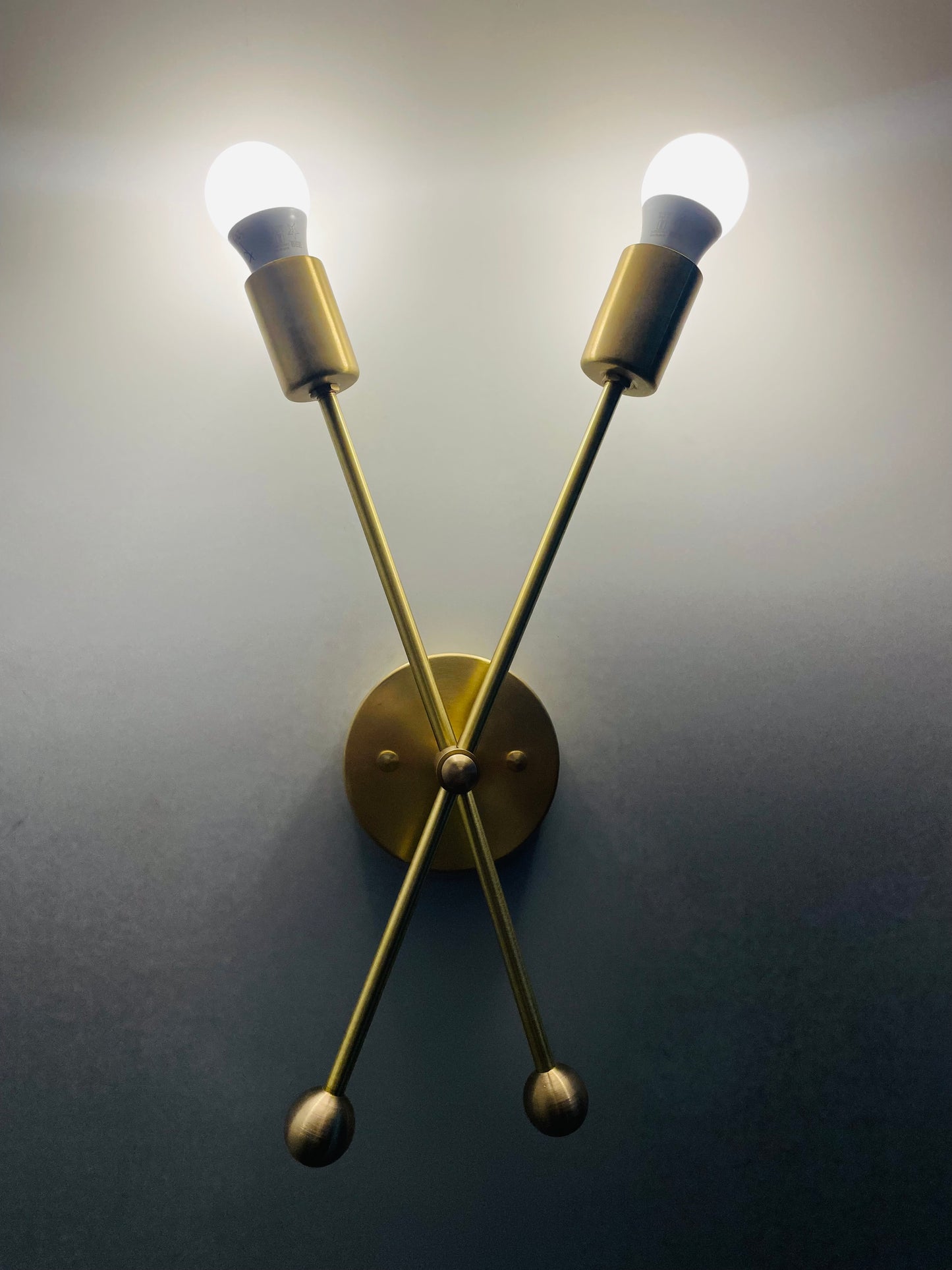 2-Light Brass Sputnik Wall Sconce - Mid Century Modern Design