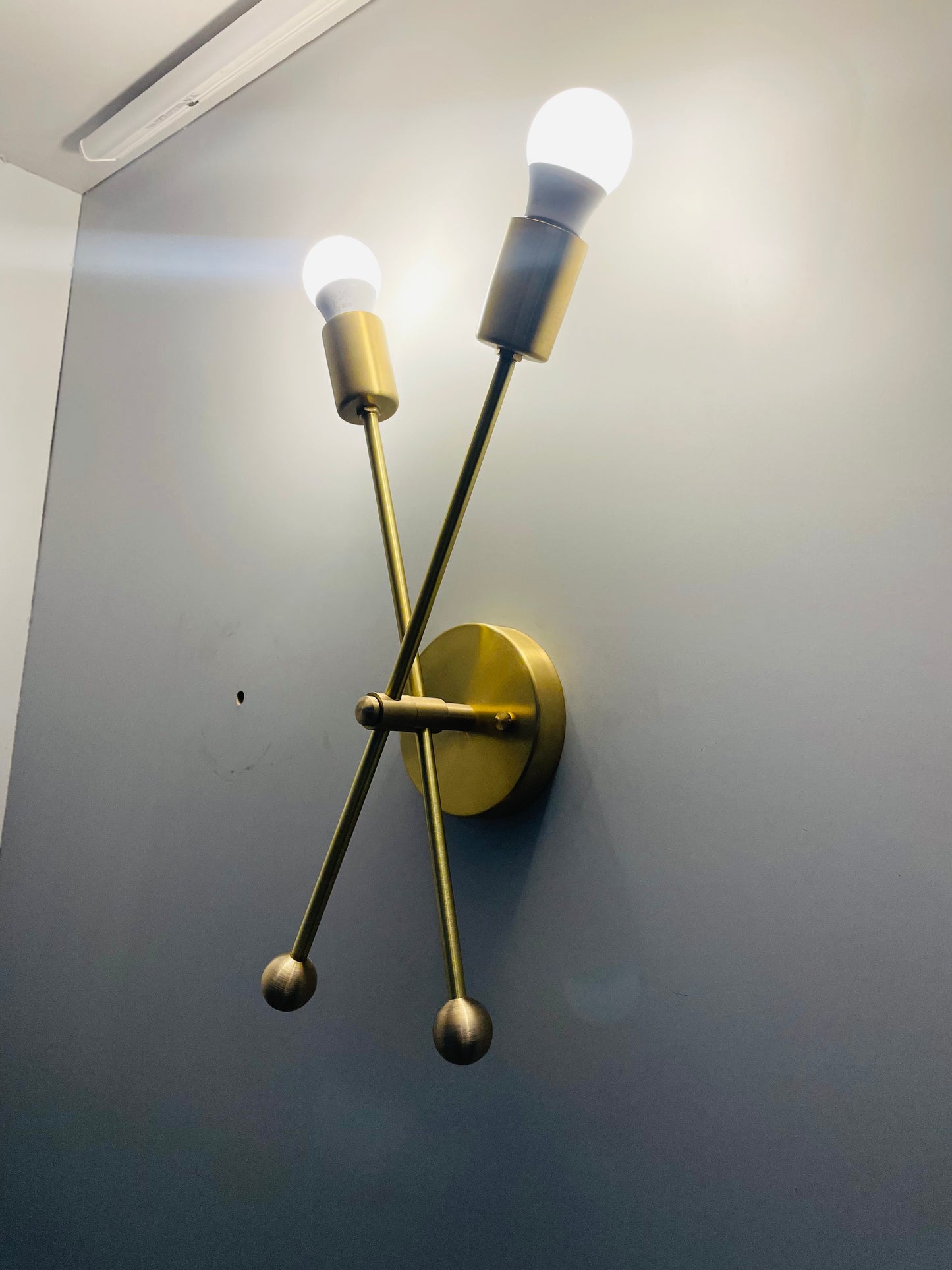 Mid Century Modern Brass Wall Sconce - Sputnik Light Fixture