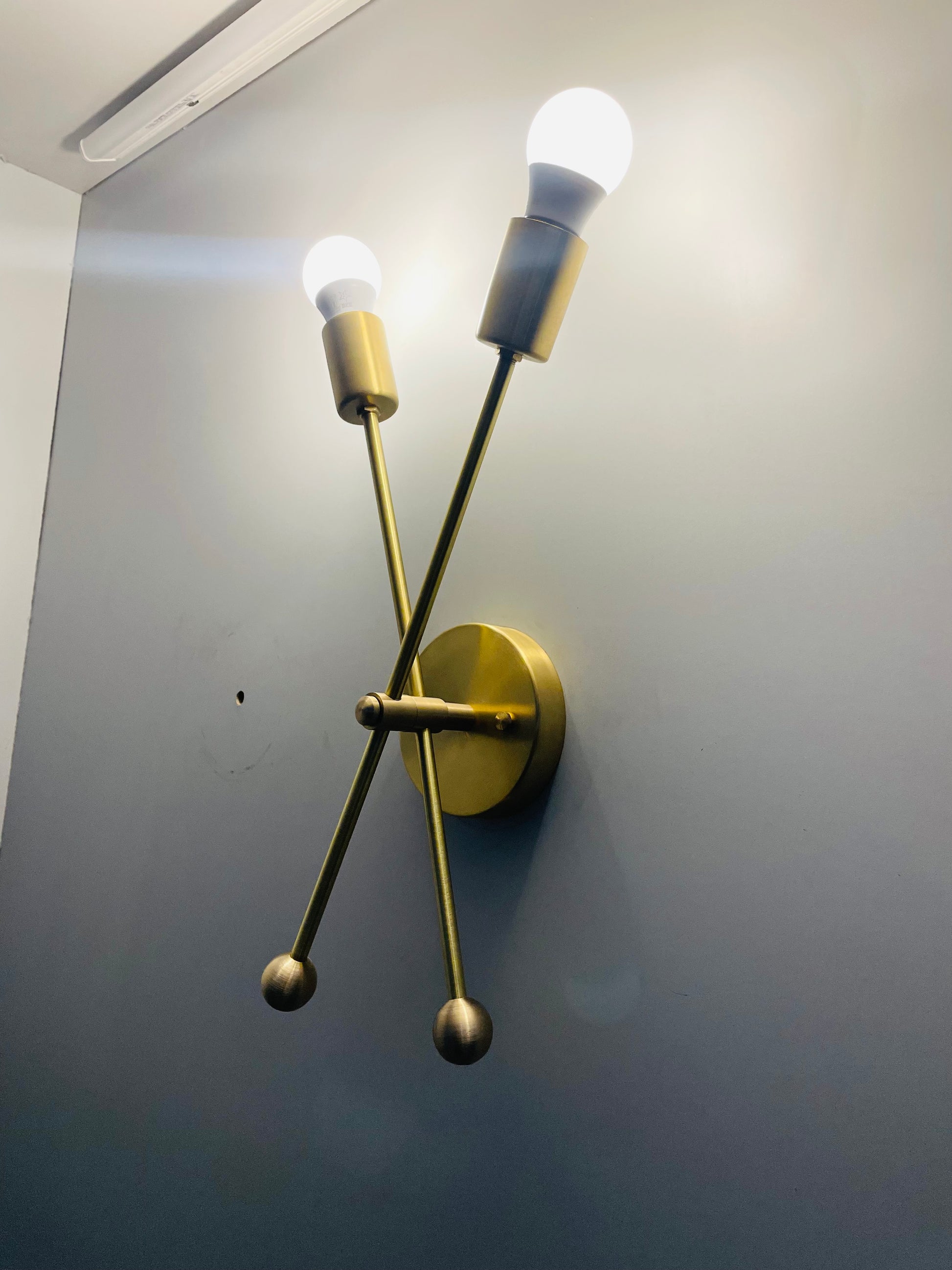 Mid Century Modern Brass Wall Sconce - Sputnik Light Fixture