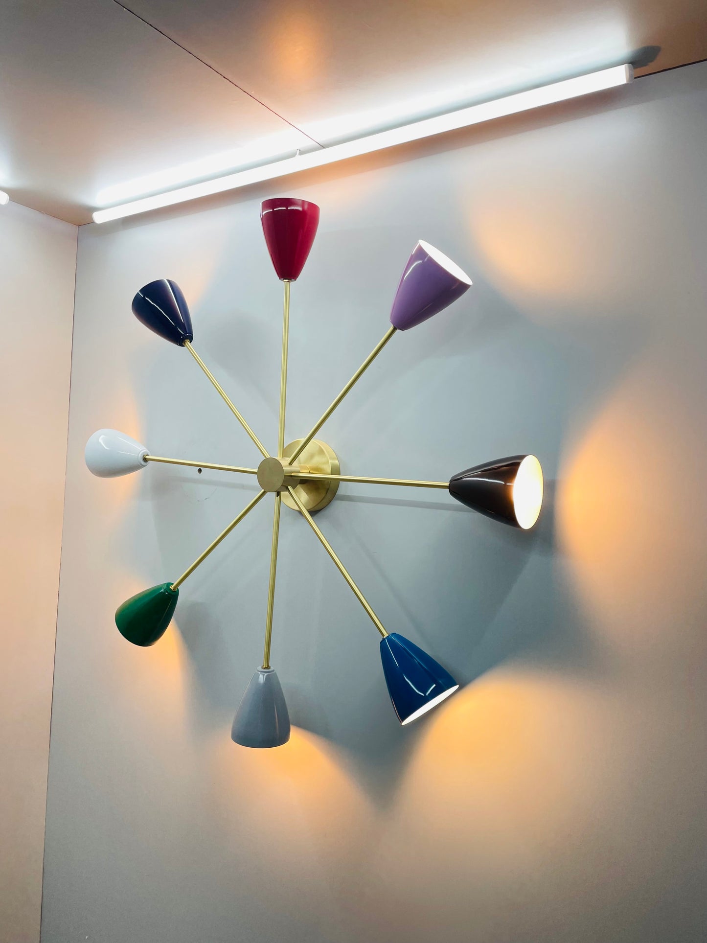 Italian Design Ceiling Light - Brass Chandelier/Wall Fixture